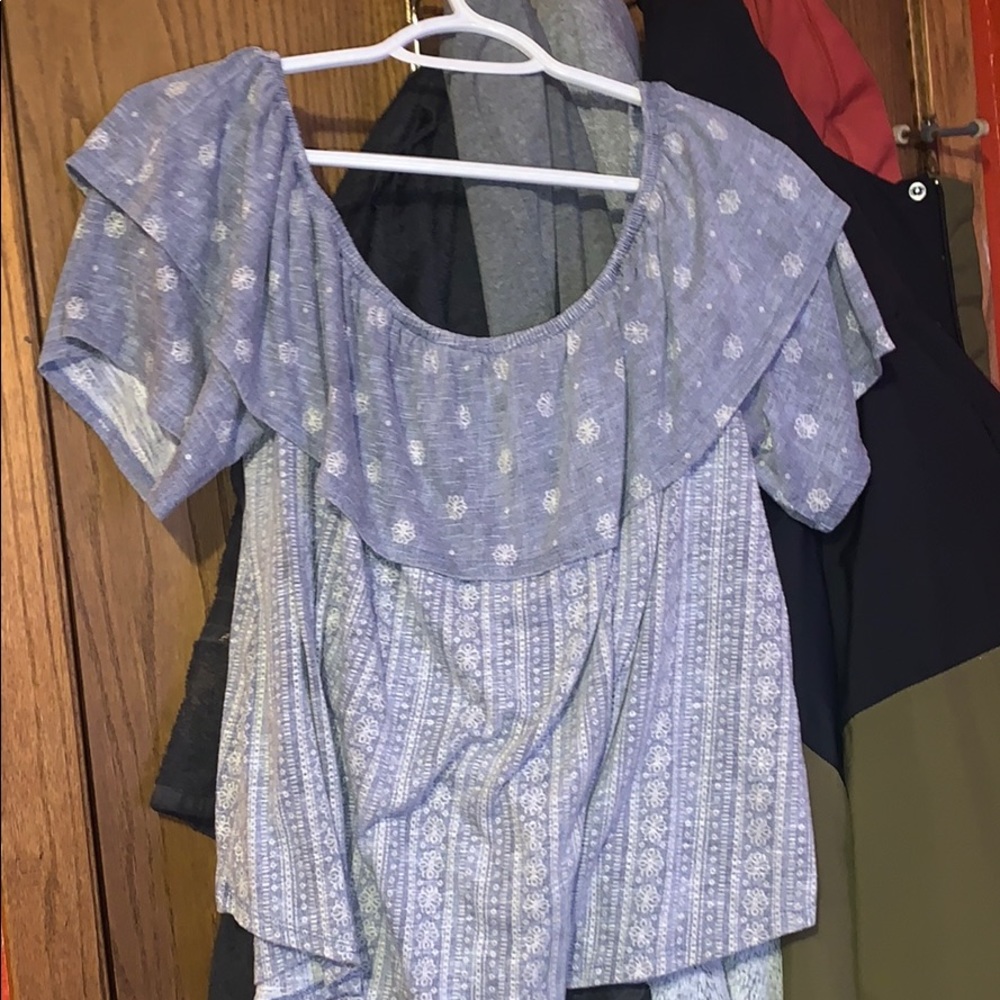 Off the shoulder, flowy shirt